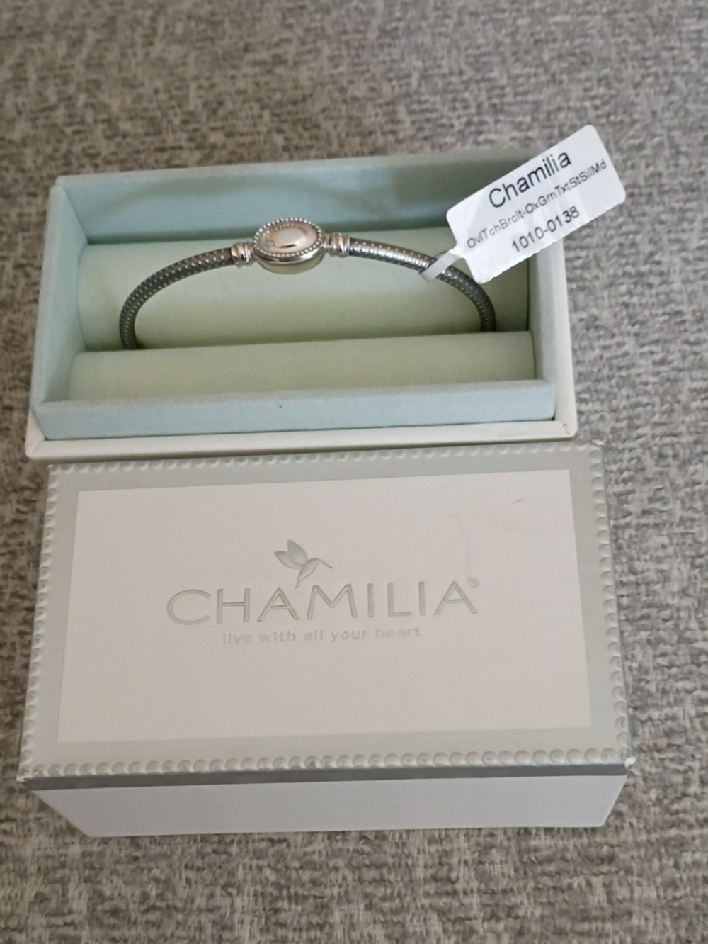Chamilia Silver Mesh Bracelet with Beaded Oval Clasp - Silver